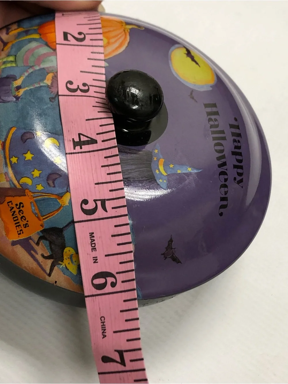 Witch Black Cat Trick or Treat Halloween Candy Dish with Lid Pumpkin